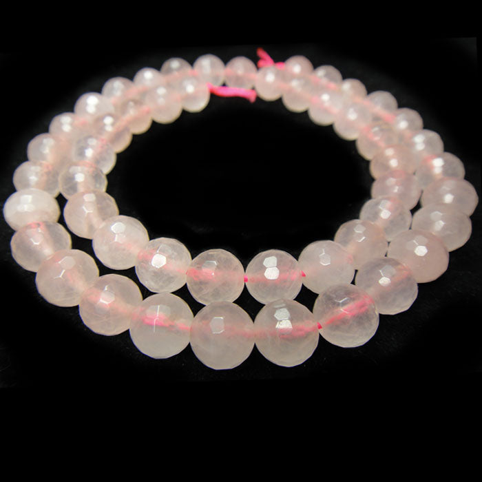 Rose Quartz 8mm Faceted Round Beads