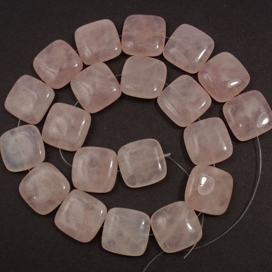 Rose Quartz 20mm Square Beads