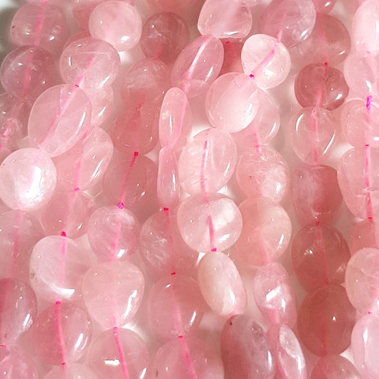 Rose Quartz Flat Style Nugget Beads