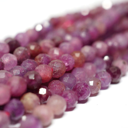 Ruby Sappfire Faceted 3mm Round Beads