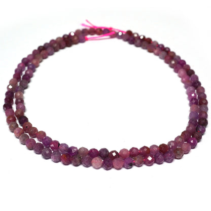 Ruby Sappfire Faceted 3mm Round Beads