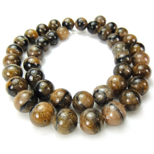 Staurolite (Chiastolite) 10mm Round Beads