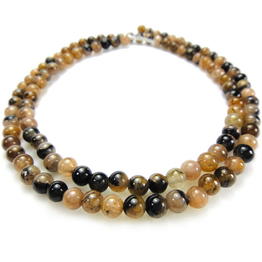 Staurolite (Chiastolite) 4mm Round Beads