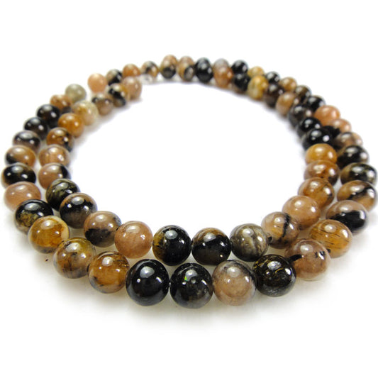 Staurolite (Chiastolite) 6mm Round Beads