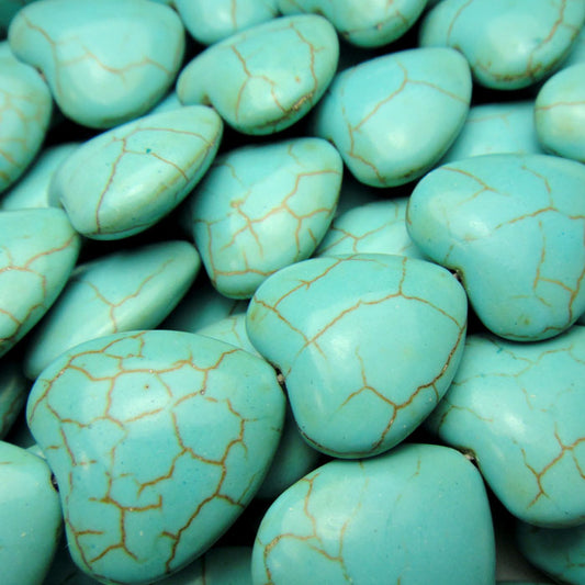 Reconstituted Turquoise Heart Beads