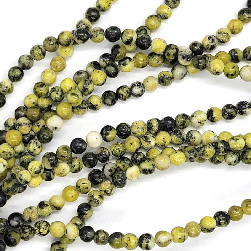 Yellow Turquoise 4mm Round Beads