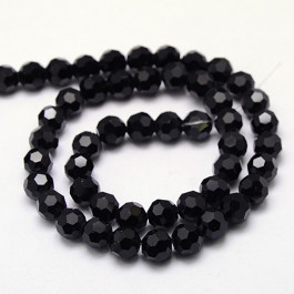 Black 4mm Faceted Round Glass Beads