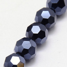 Hematite Electroplate 8mm Round Glass Beads