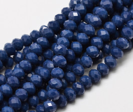 Marine Blue 6x4mm Faceted Abacus Glass Beads