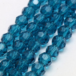 Steel Blue 6mm Faceted Round Glass Beads
