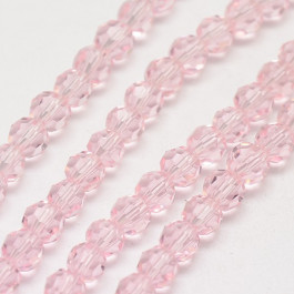 Misty Rose 4mm Faceted Round Glass Beads