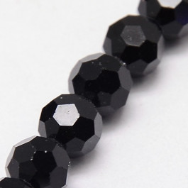 Black 6mm Faceted Round Glass Beads