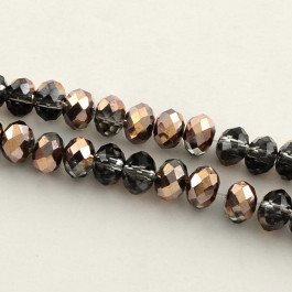 Coconut Brown Half Plateed 6x4mm Faceted Abacus Glass Beads