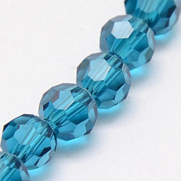 Steel Blue 8mm Faceted Round Glass Beads