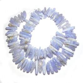 Blue Lace Agate Center Drilled Long Chip Beads