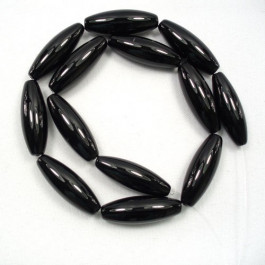 Black Onyx 10x30mm Long Rice Beads