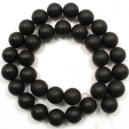 Matte Black stone beads 12mm