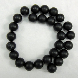 Black Stone (Matte) 14mm Round Beads