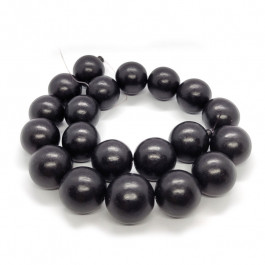 d Black Wood 20mm Round Beads