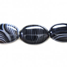 Brazilian Black Sardonyx 13x18mm Oval Beads