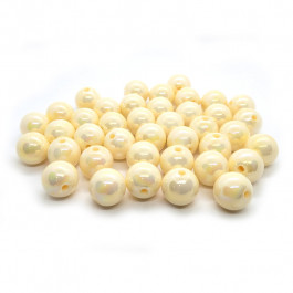 AB Plated Cream Acrylic Bubblegum Beads 16mm