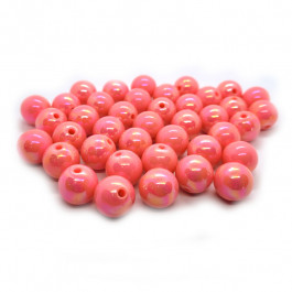 AB Plated Hot Pink Acrylic Bubblegum Beads 16mm