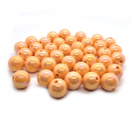 AB Plated Peach Acrylic Bubblegum Beads 16mm