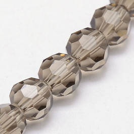 Gray 8mm Faceted Round Glass Beads