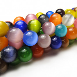 Cats Eye Multicolour 10mm Round Beads