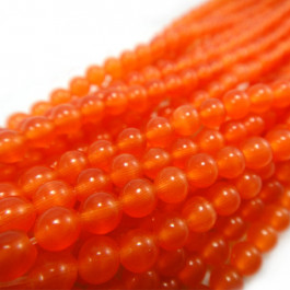 Cats Eye Orange 4mm Round Beads