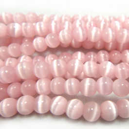 Cats Eye Pink 4mm Round Beads