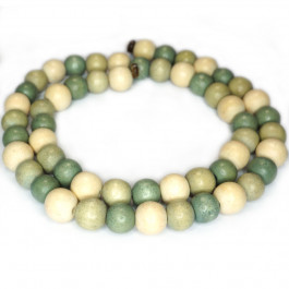 Natural White Wood Mixed Colour Beads - Celadon, Sage and Natural