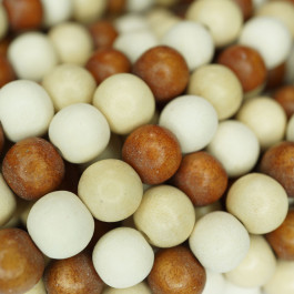 Natural White Wood Mixed Colour Beads - Copper, White and Natural