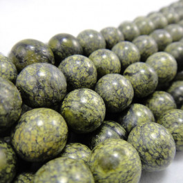 Yellow Cracked Mashan Jade 10mm Round Beads