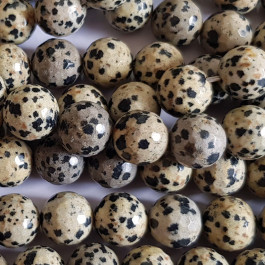 Dalmation Jasper 12mm Faceted Round Beads