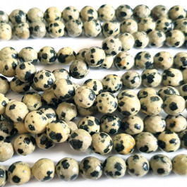Dalmatian Jasper 8mm Faceted Round Beads