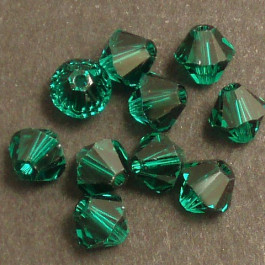 Swarovski® 4mm Emerald Bicone Xilion Cut Beads (Pack of 10)