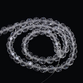 Clear 8mm Faceted Round Glass Beads