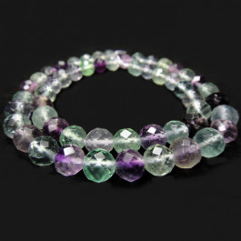 Fluorite 8mm Faceted Round Beads