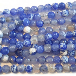 Fire Agate Sky Blue 6mm Faceted Round Beads