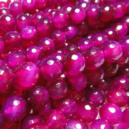 Fuchsia Agate (Plain) Faceted 8mm Round Beads 