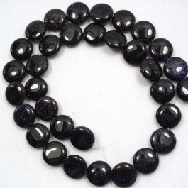 Blue Goldstone 12mm Coin Beads