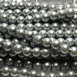 Grey Glass Pearls 8mm Round Beads