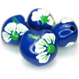 Kukui Nut Navy Blue With White Flower (Pack 4)