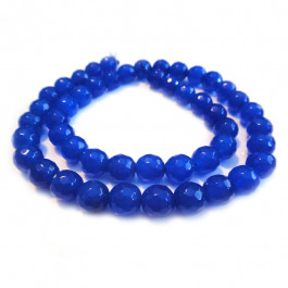 Malay Jade Blue Faceted 8mm Round Beads