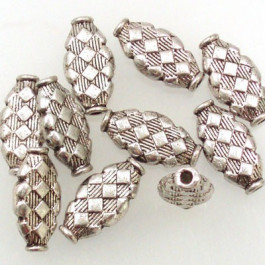 Tibetan Silver Oval Beads (Pack 10)