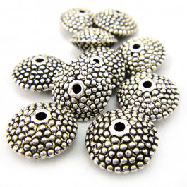 Tibetan Silver 11mm Studded Saucer Beads