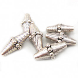 Tibetan Silver 22mm x 10mm Studded Bicone Beads