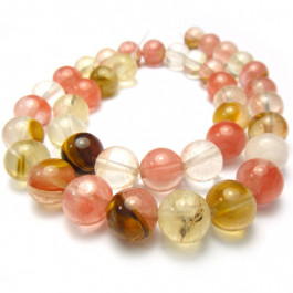 Mixed Colour Cherry Quartz 10mm Round Beads