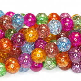 Cracked Glass Multi Colour 8mm Round Beads